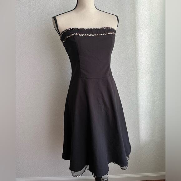 SPEECHLESS Women's Size 9 Dress SLEEVELESS BLACK & LEOPARD PRINT Stretchy - Picture 1 of 4